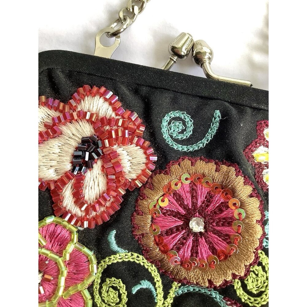 Vera Bradley 25th Anniversary Small Beaded Purse Floral Embroidery Kiss Lock - Picture 7 of 8